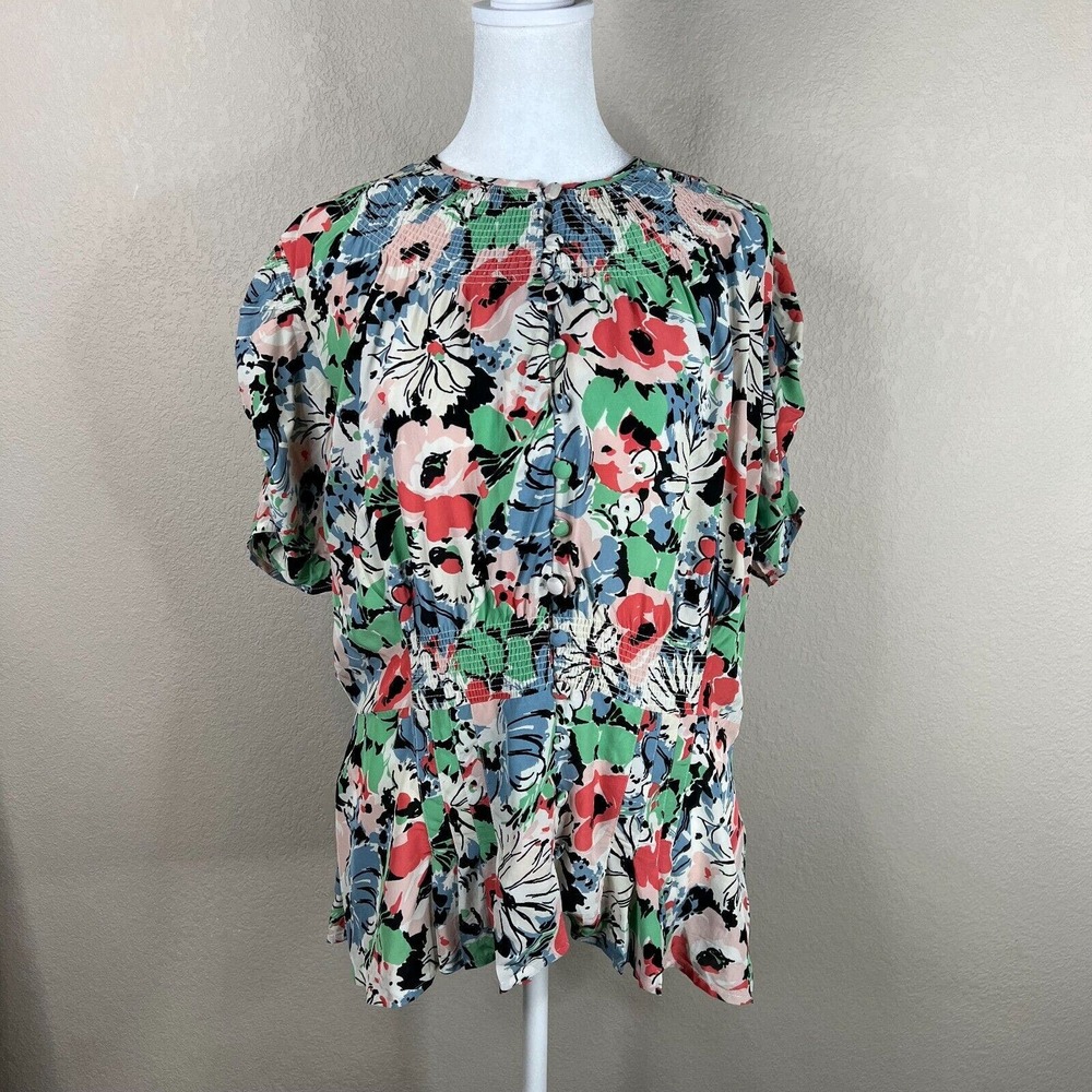 Polo Ralph Lauren Women's‎ Floral-Print Crepe Peplum Blouse Multicolor Size 14